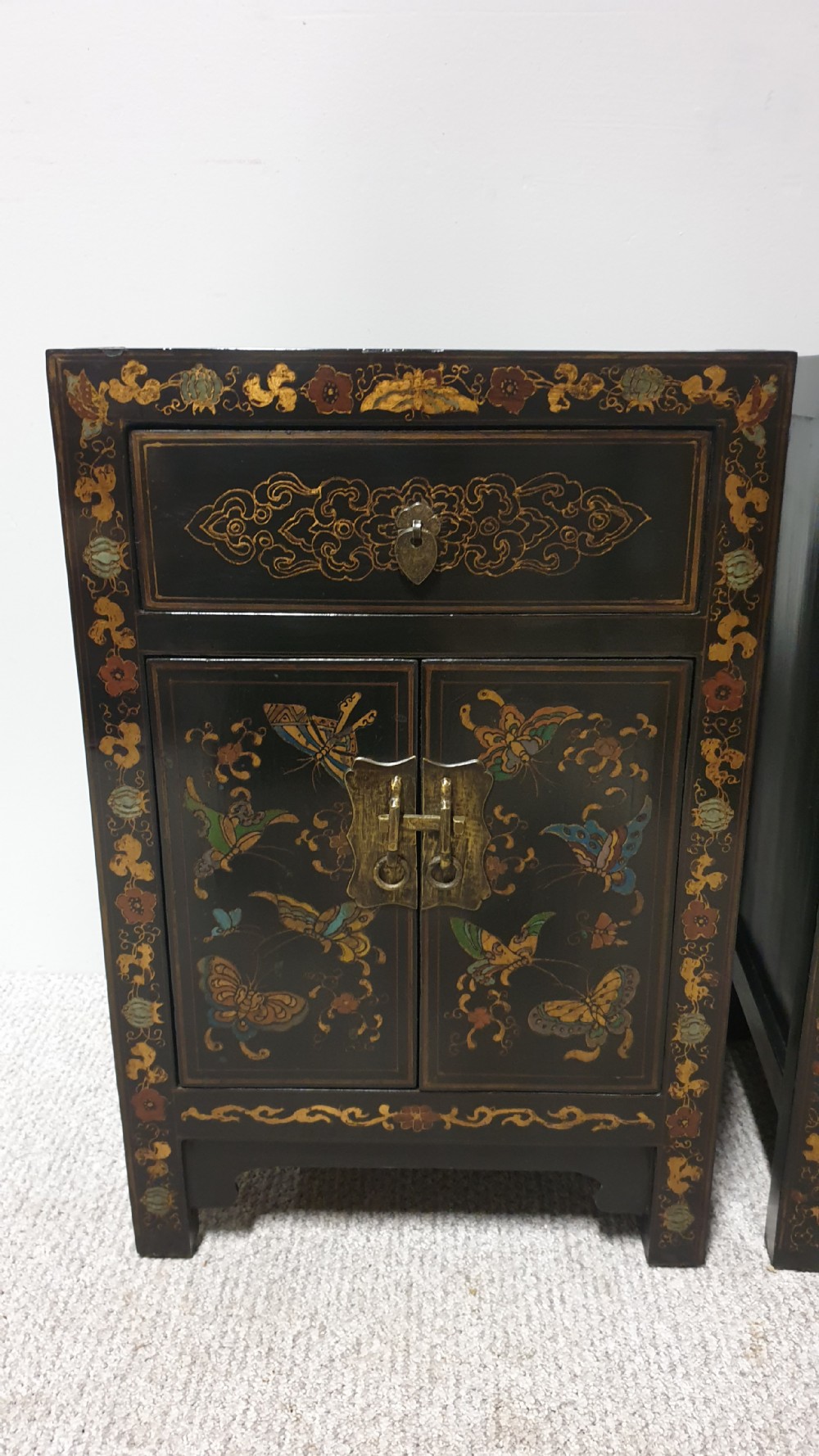Very Nice Pair Oriental Bedside Lamp Cabinets View III