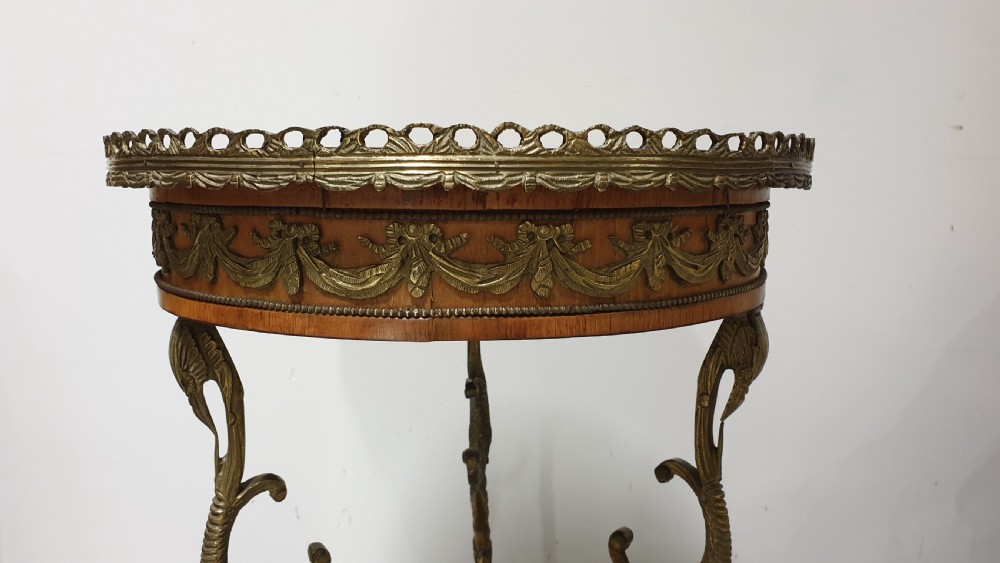 Superb French Brass Mounted Lamp Table View III