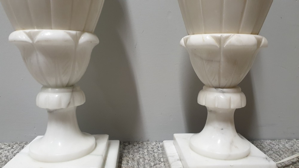 Wonderful Pair White Marble Table Lamps View V