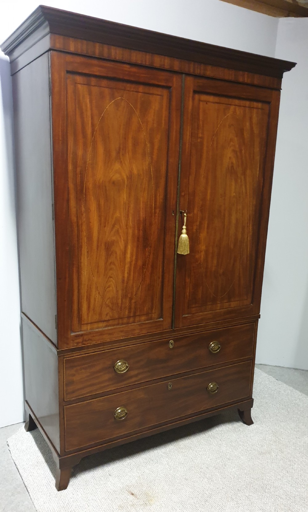 Georgian Inlaid Mahogany Linen Press