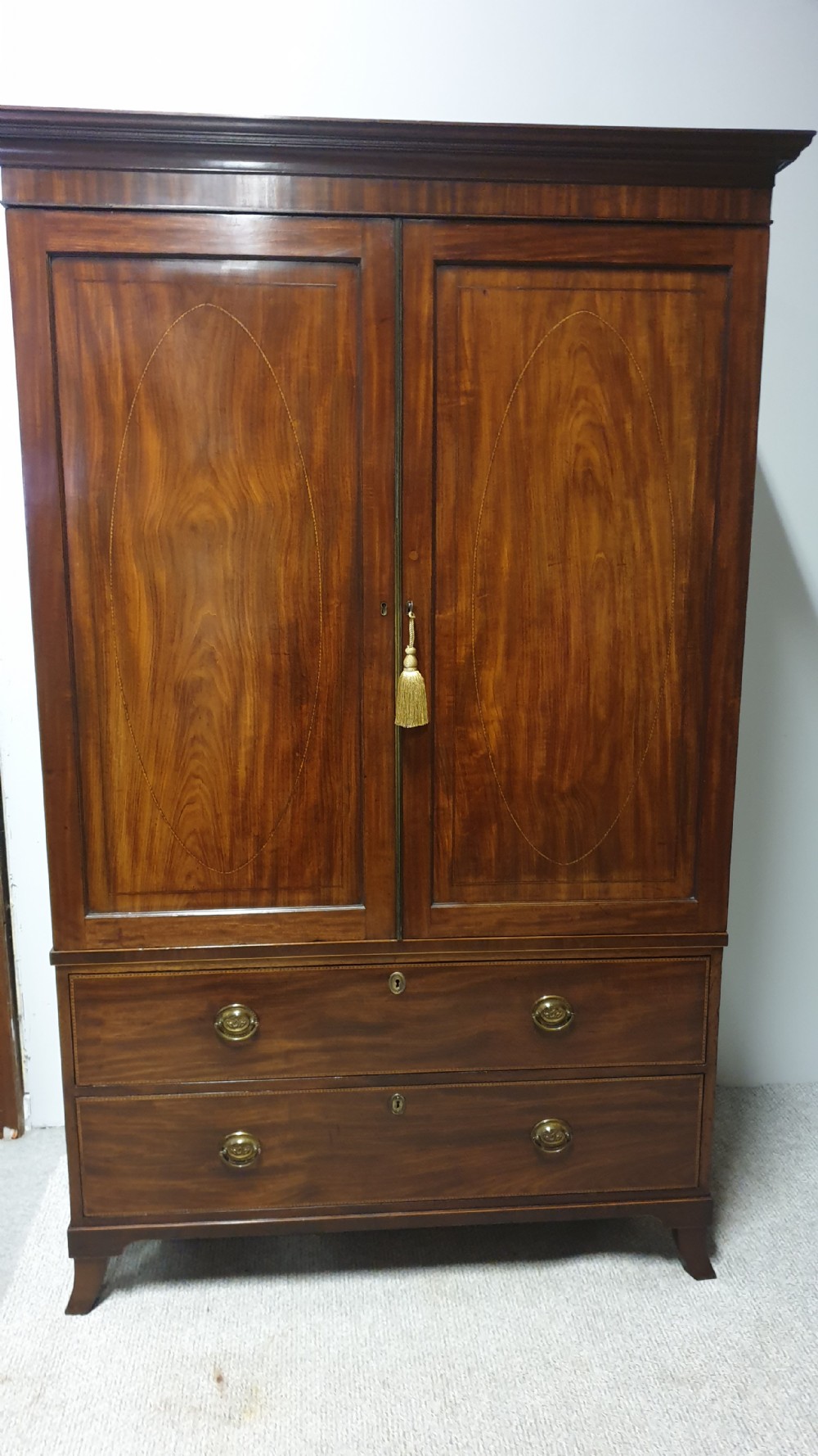 Georgian Inlaid Mahogany Linen Press View III