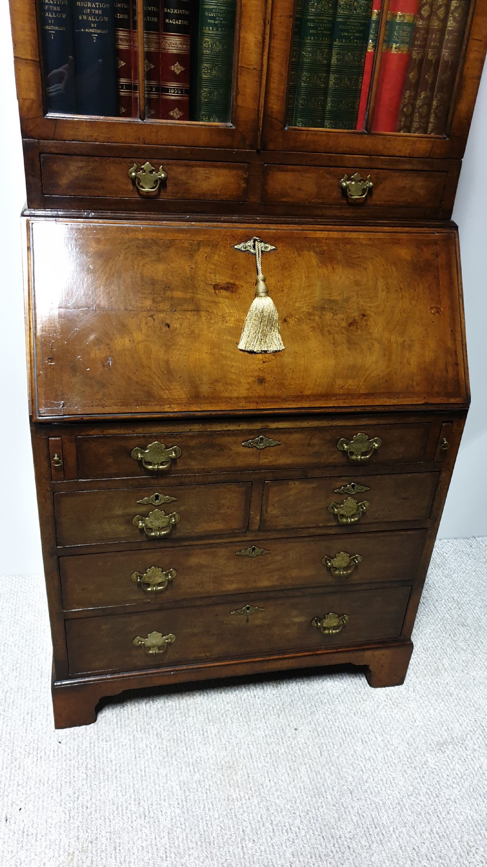 Double Domed Queen Anne Walnut Bureau Bookcase View IV