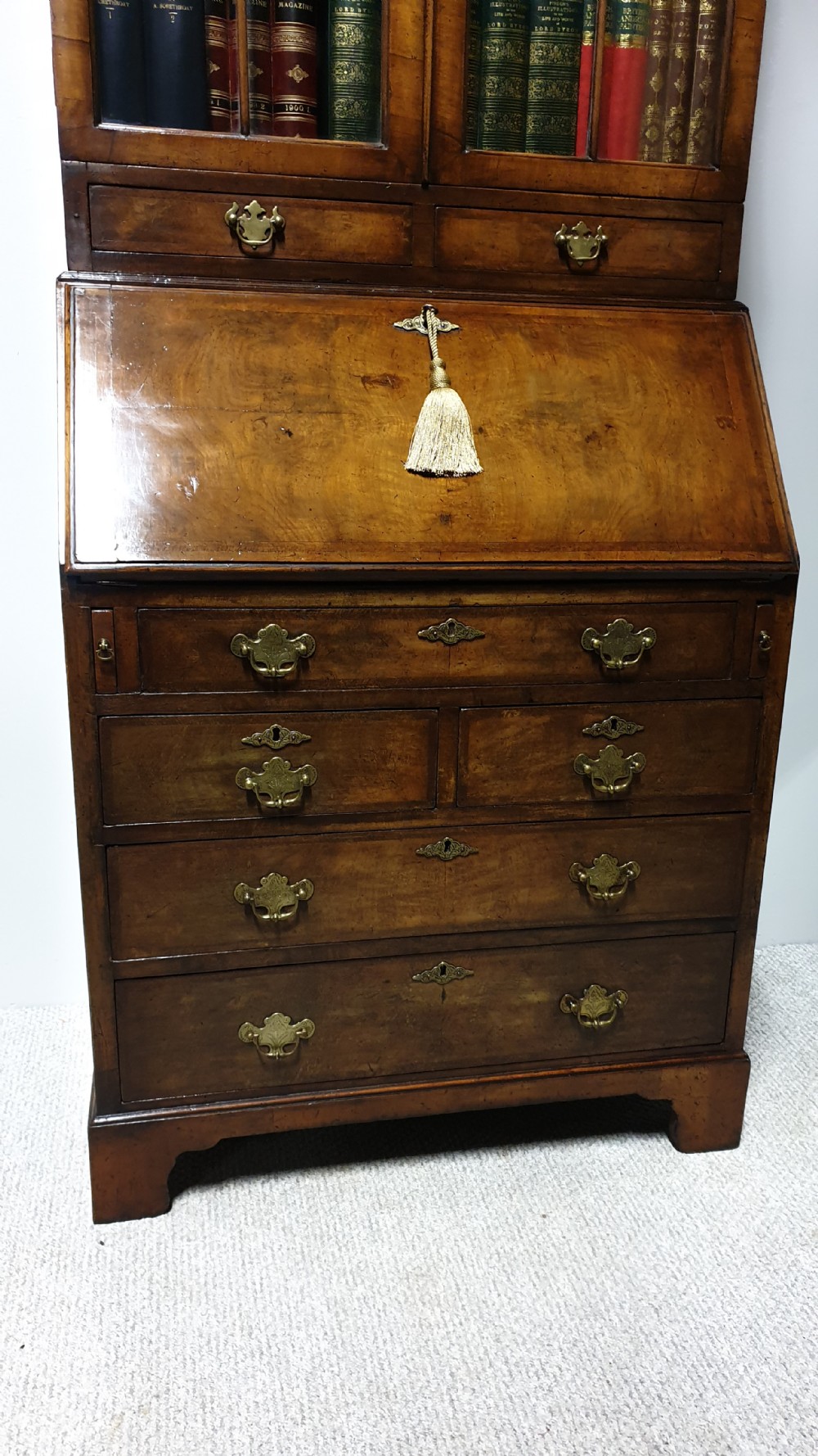 Double Domed Queen Anne Walnut Bureau Bookcase View V