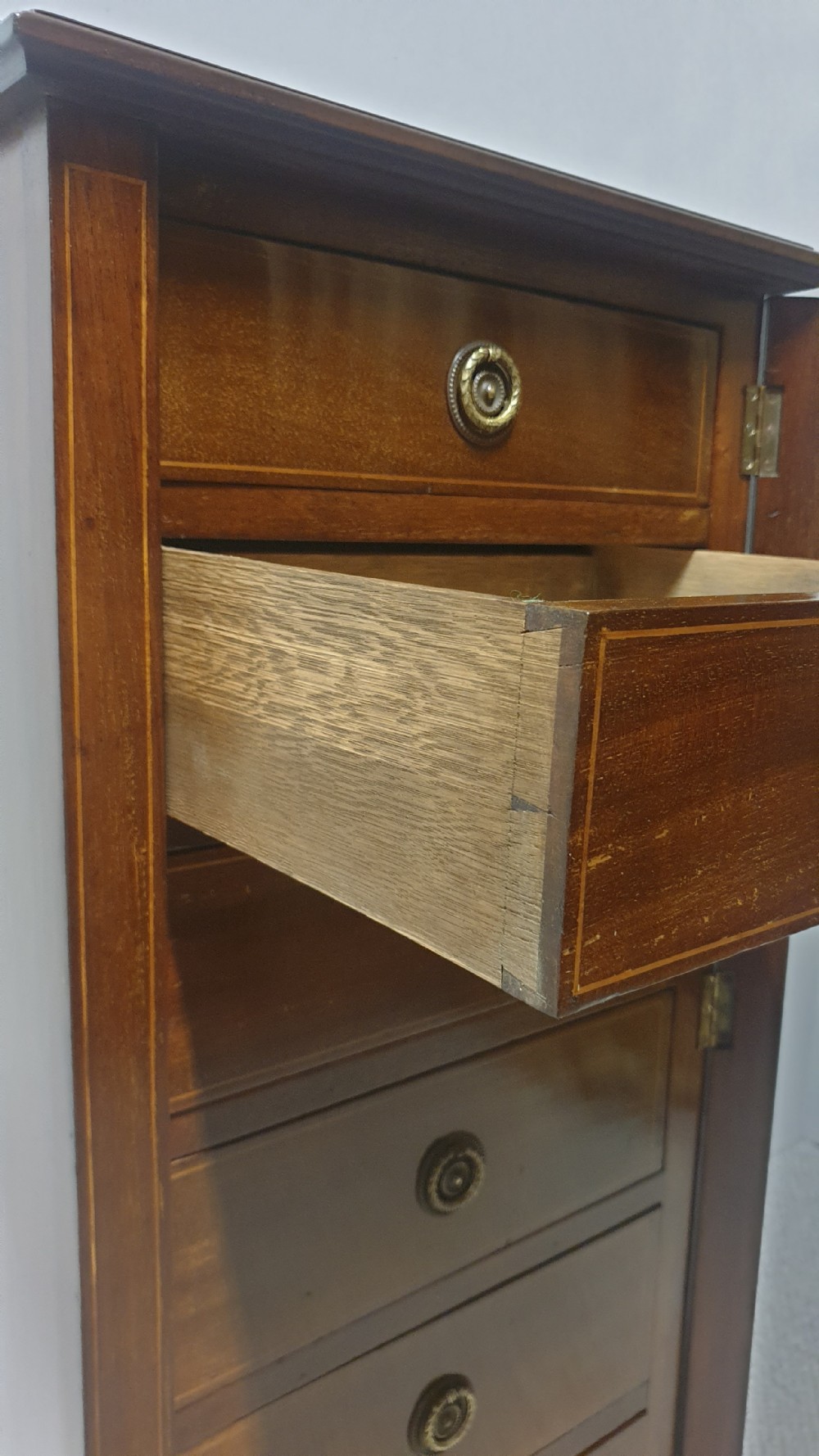 Excellent Quality Mahogany Inlaid Wellington Chest of Drawers View IV