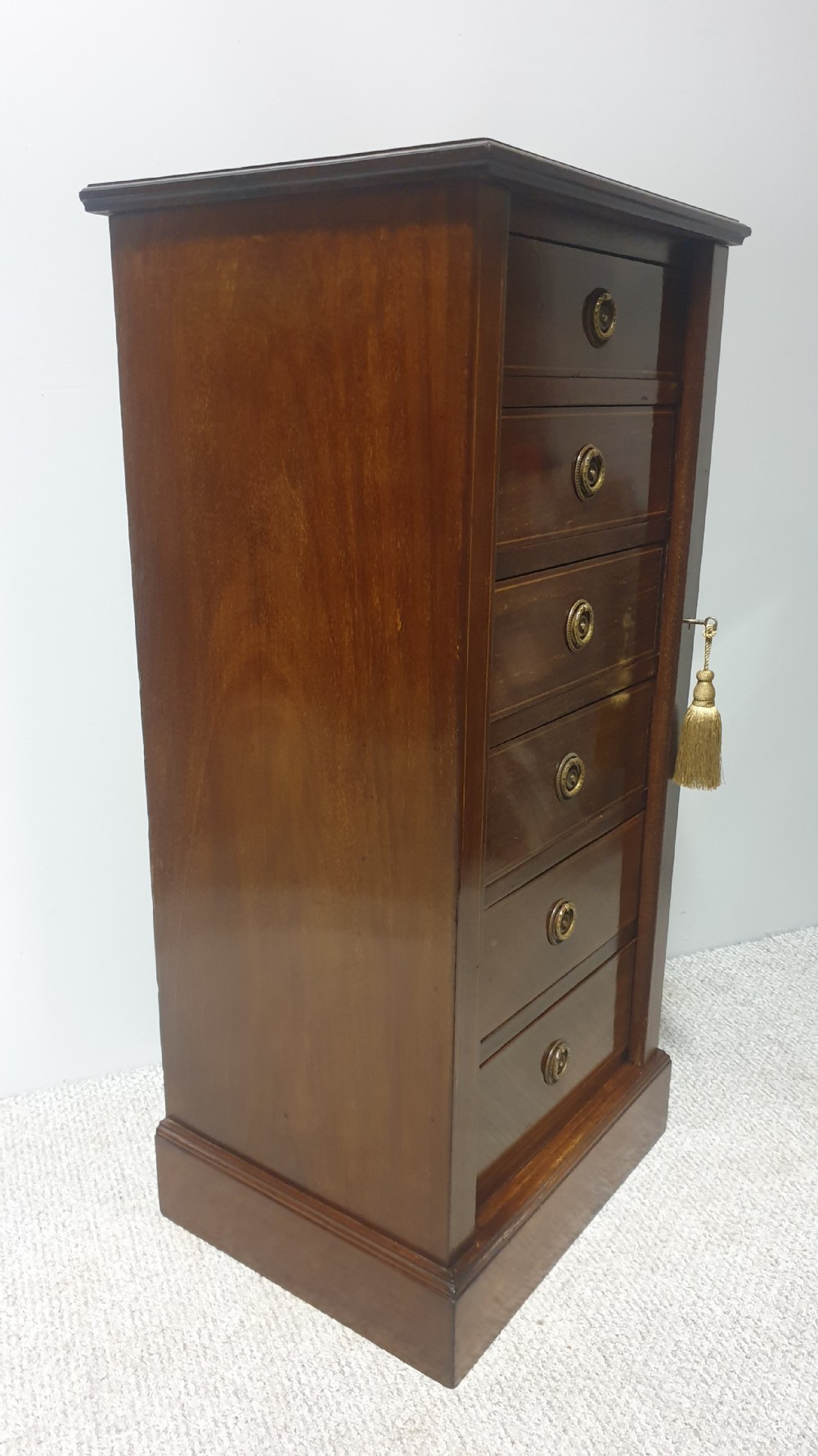 Excellent Quality Mahogany Inlaid Wellington Chest of Drawers View V