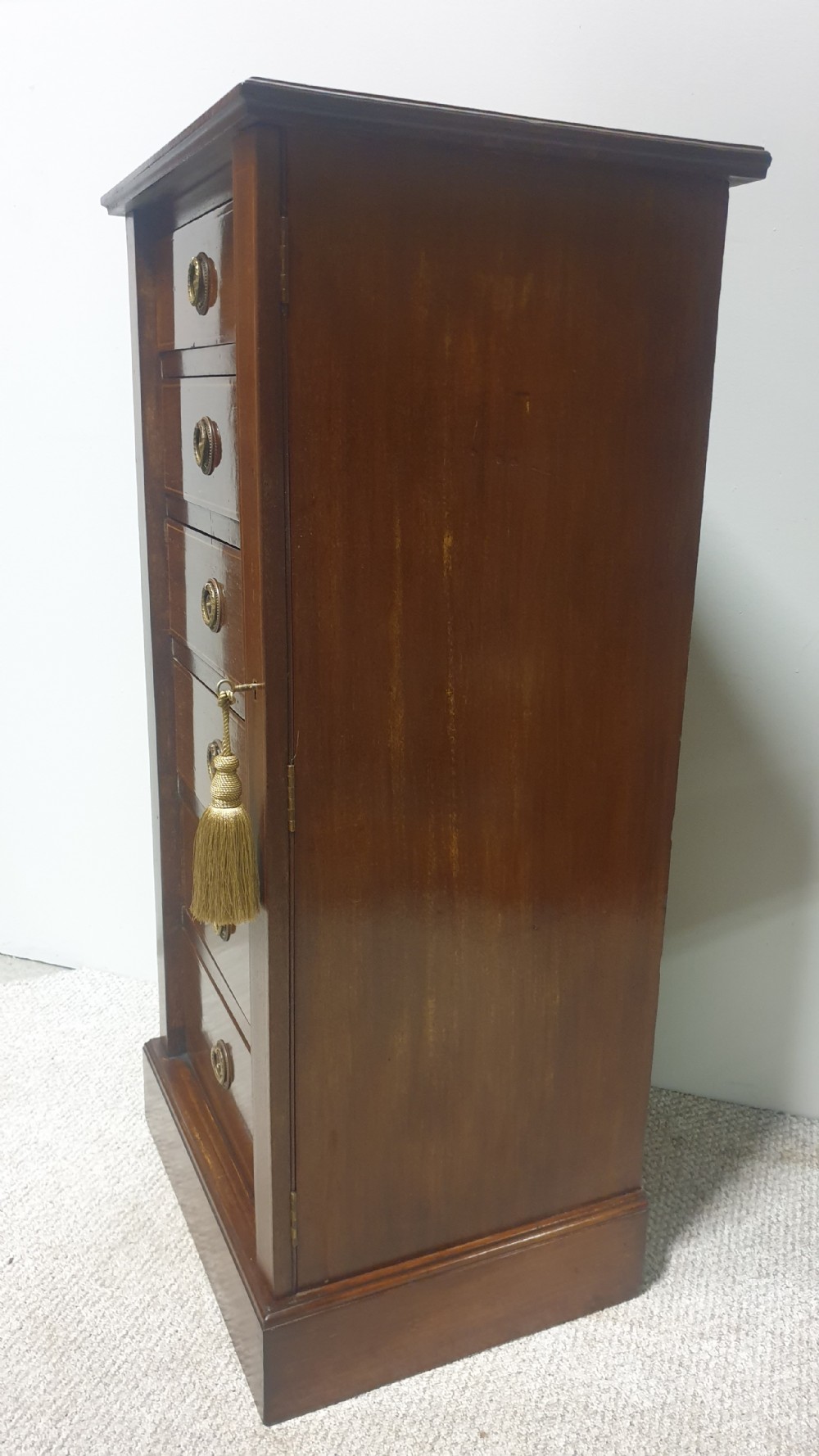 Excellent Quality Mahogany Inlaid Wellington Chest of Drawers View VI