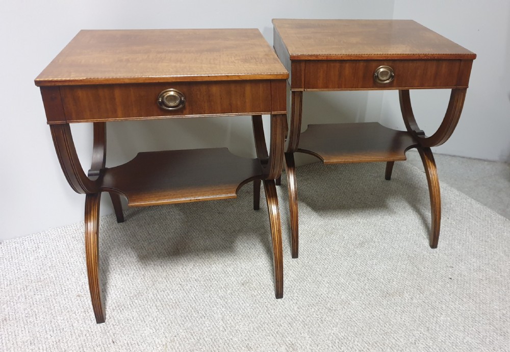 Excellent Pair Mahogany Side Lamp Tables