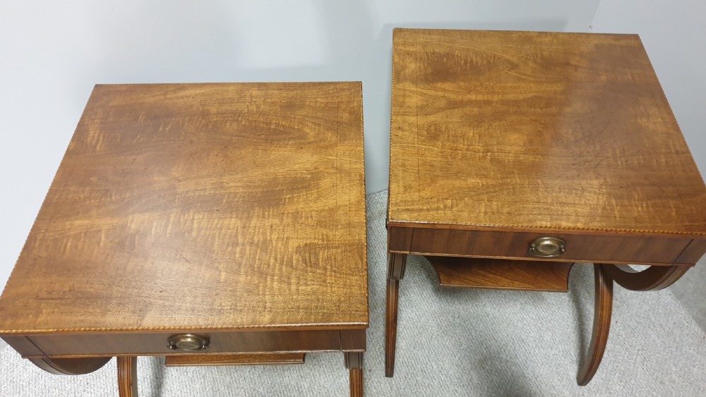 Excellent Pair Mahogany Side Lamp Tables View II