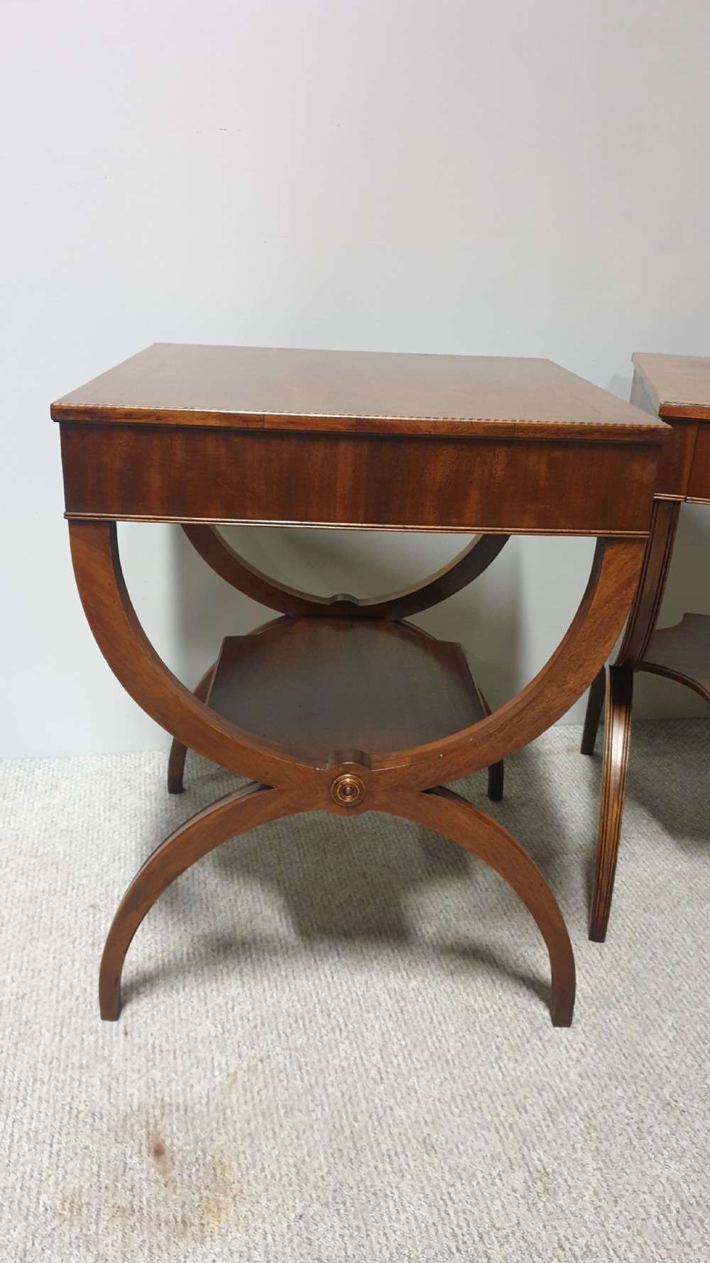 Excellent Pair Mahogany Side Lamp Tables View V