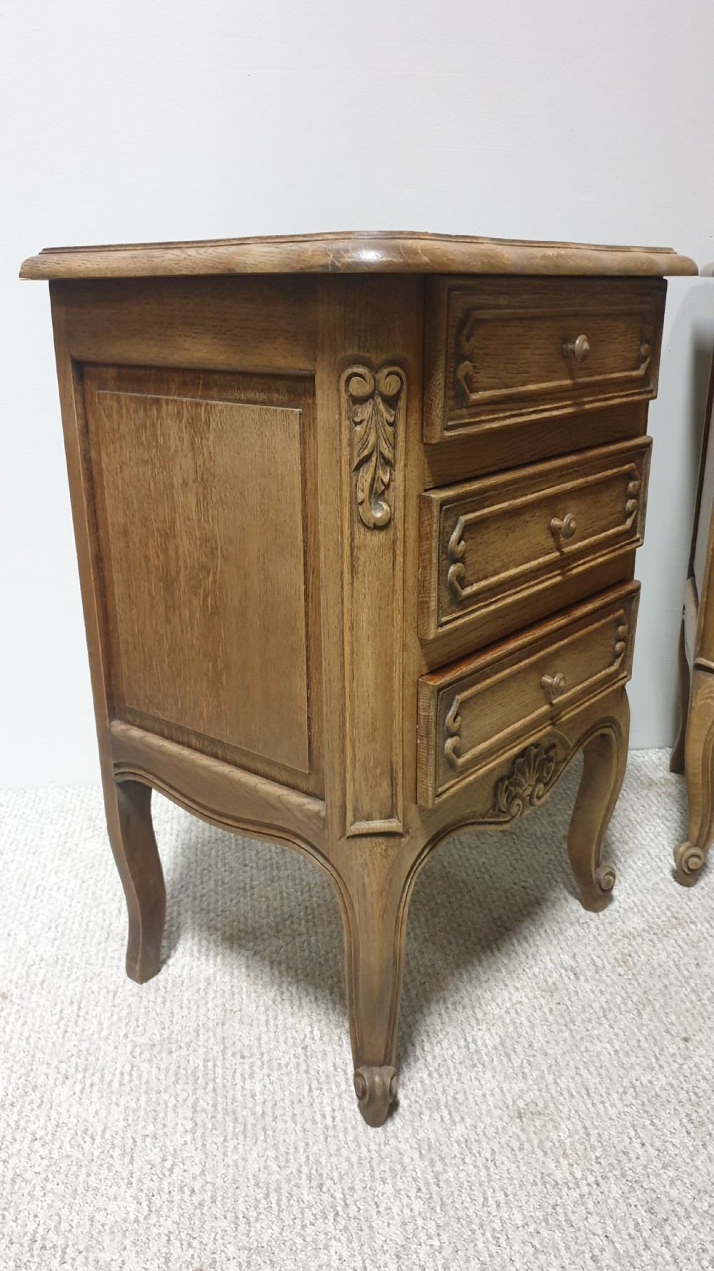 Pair French Oak Bedside Lamp Tables View III