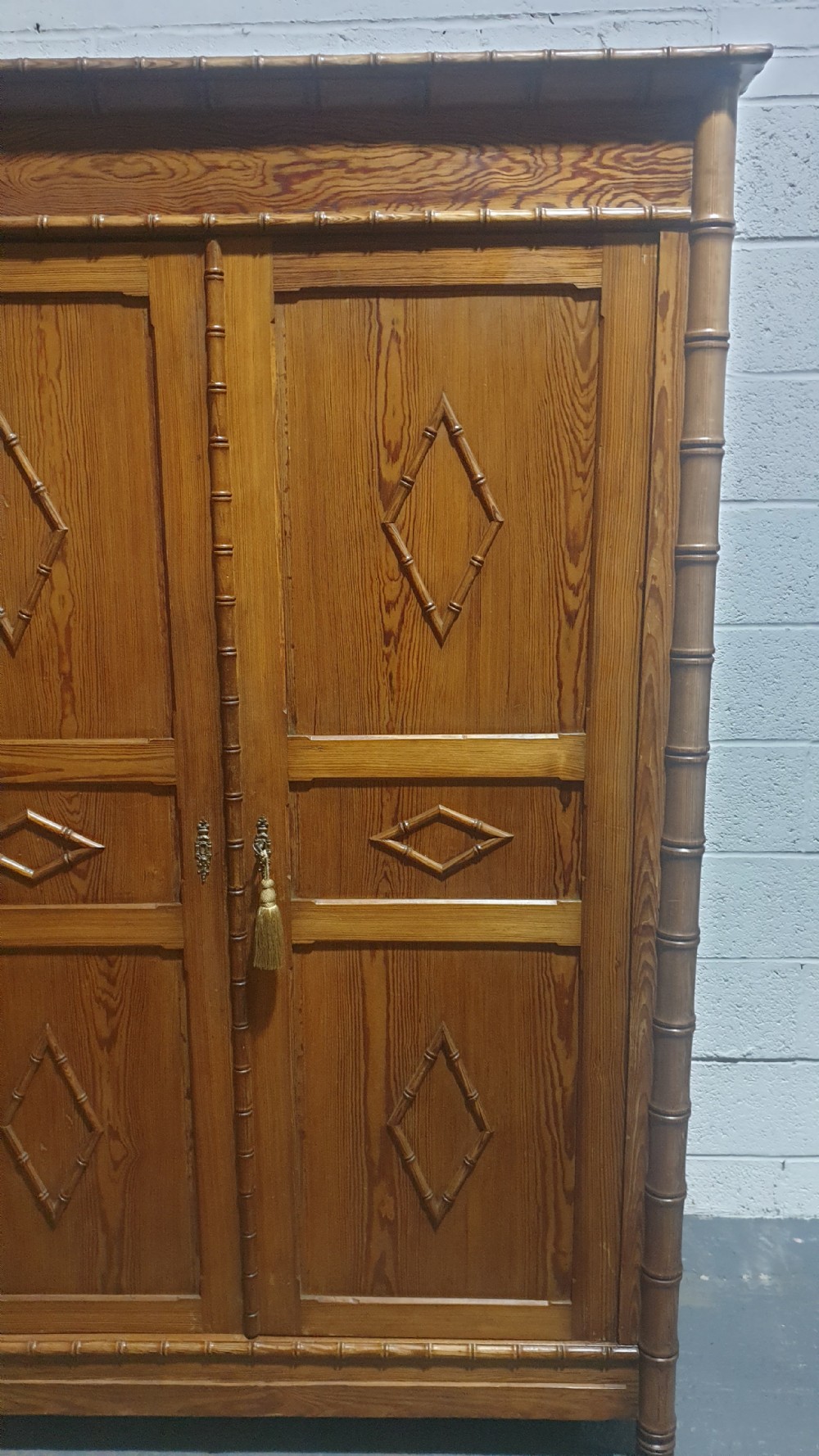 French Faux Bamboo Pine Wardrobe View II