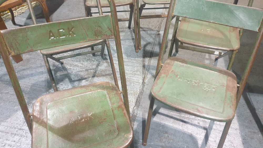 Six Metal Folding Dining Chairs View II