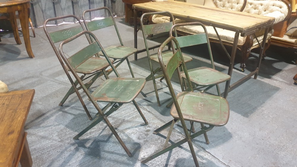 Six Metal Folding Dining Chairs View V
