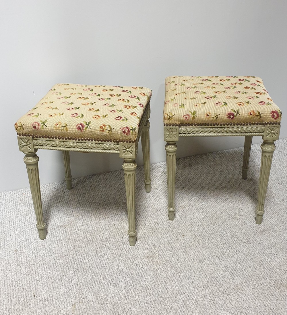 Pair French Painted Stools