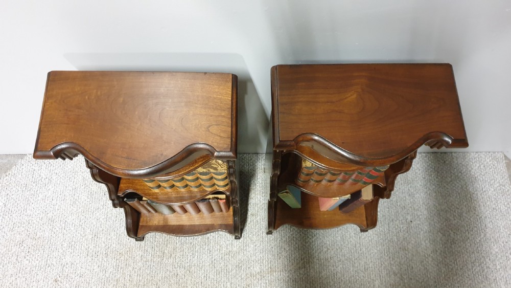Dwarf Pair Walnut Waterfall Bookcases View VI