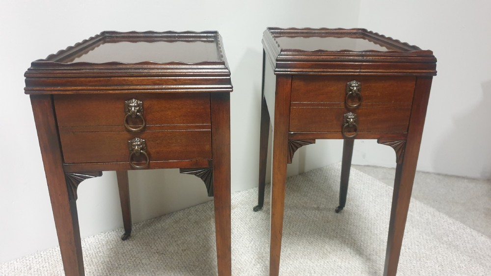 Super Pair Mahogany Bedside Lamp Tables View II
