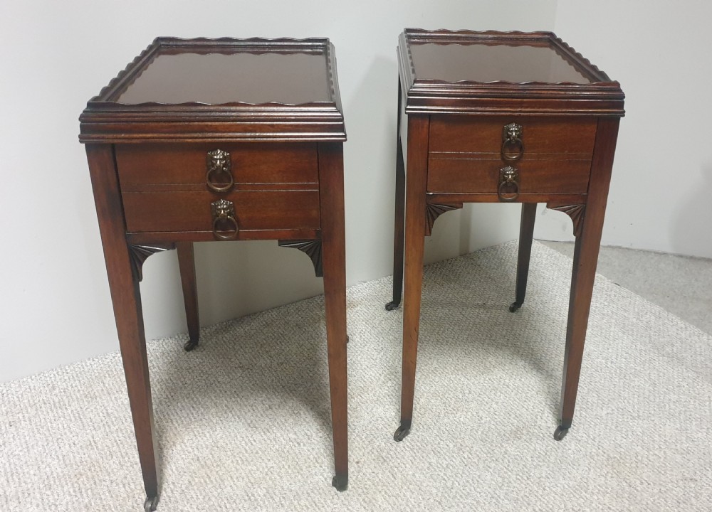 Super Pair Mahogany Bedside Lamp Tables View III