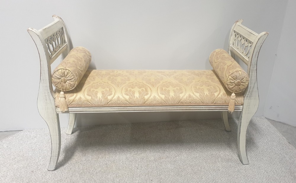 Pretty French Painted Window Duet Stool View III