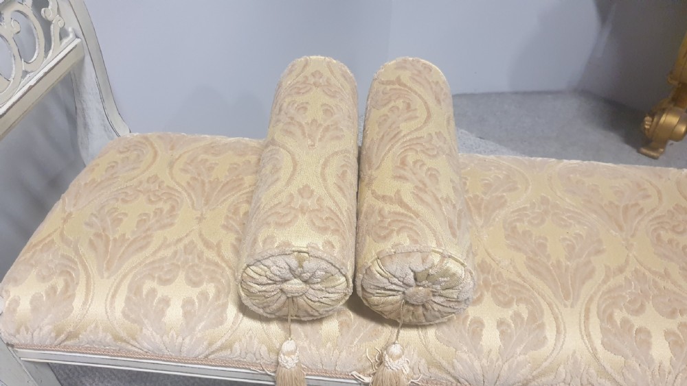 Pretty French Painted Window Duet Stool View VI