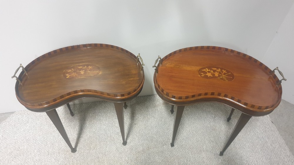 Excellent Pair Kidney Tray Lamp Tables View II