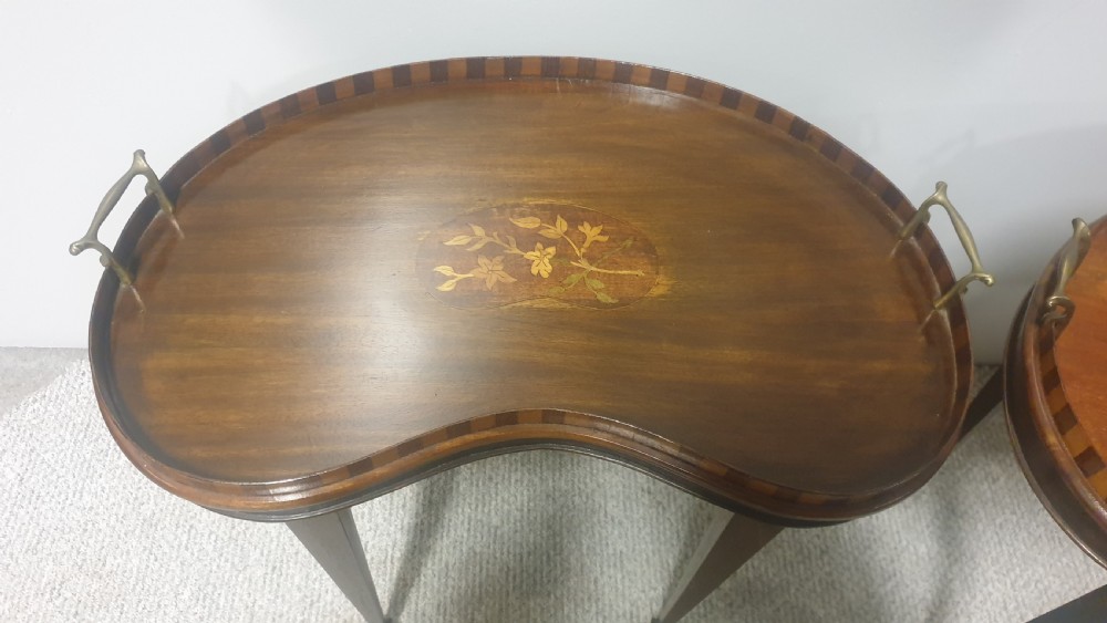 Excellent Pair Kidney Tray Lamp Tables View III