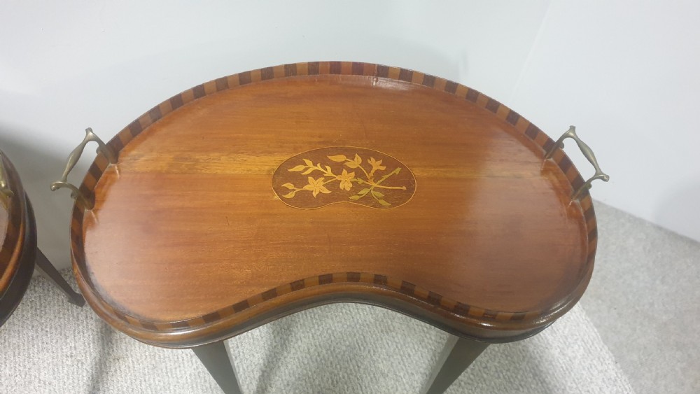 Excellent Pair Kidney Tray Lamp Tables View IV