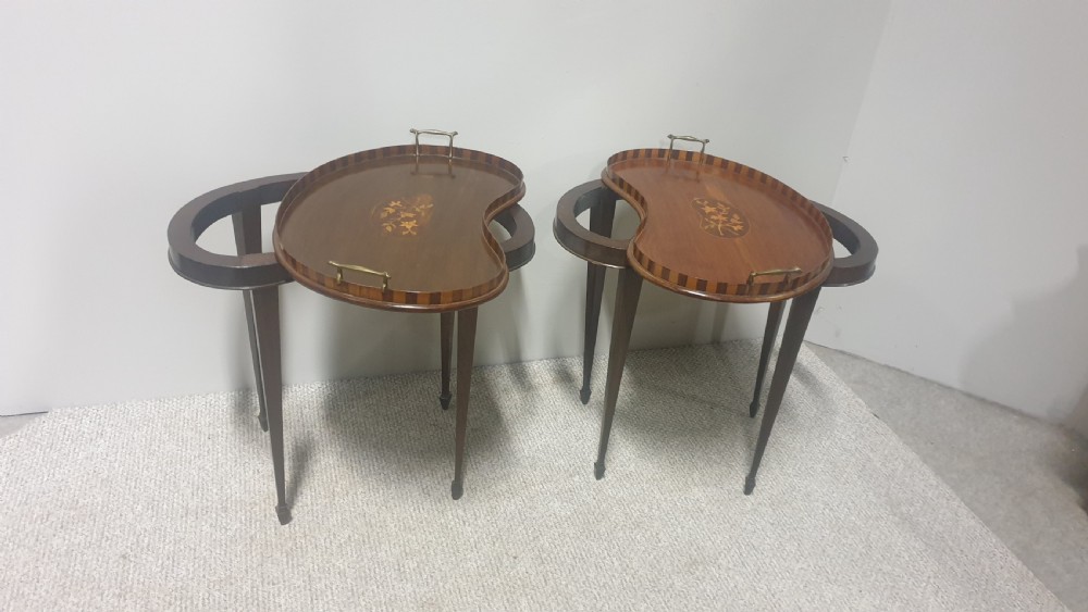 Excellent Pair Kidney Tray Lamp Tables View IX
