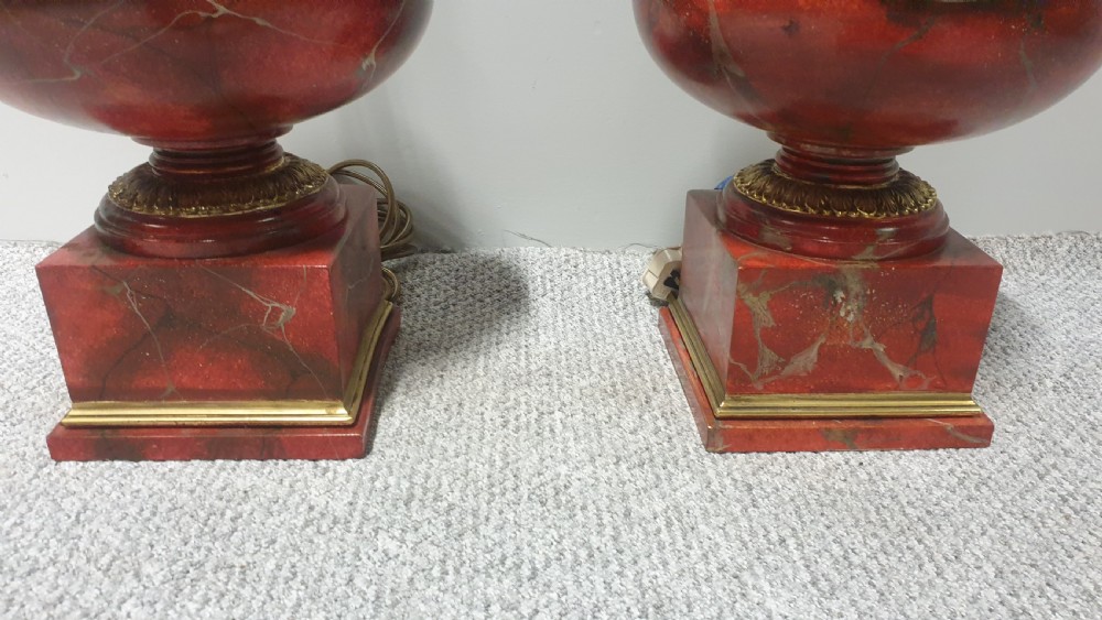 Large Pair Red Lamps View II