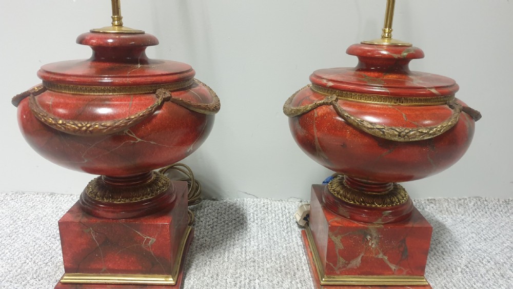 Large Pair Red Lamps View III