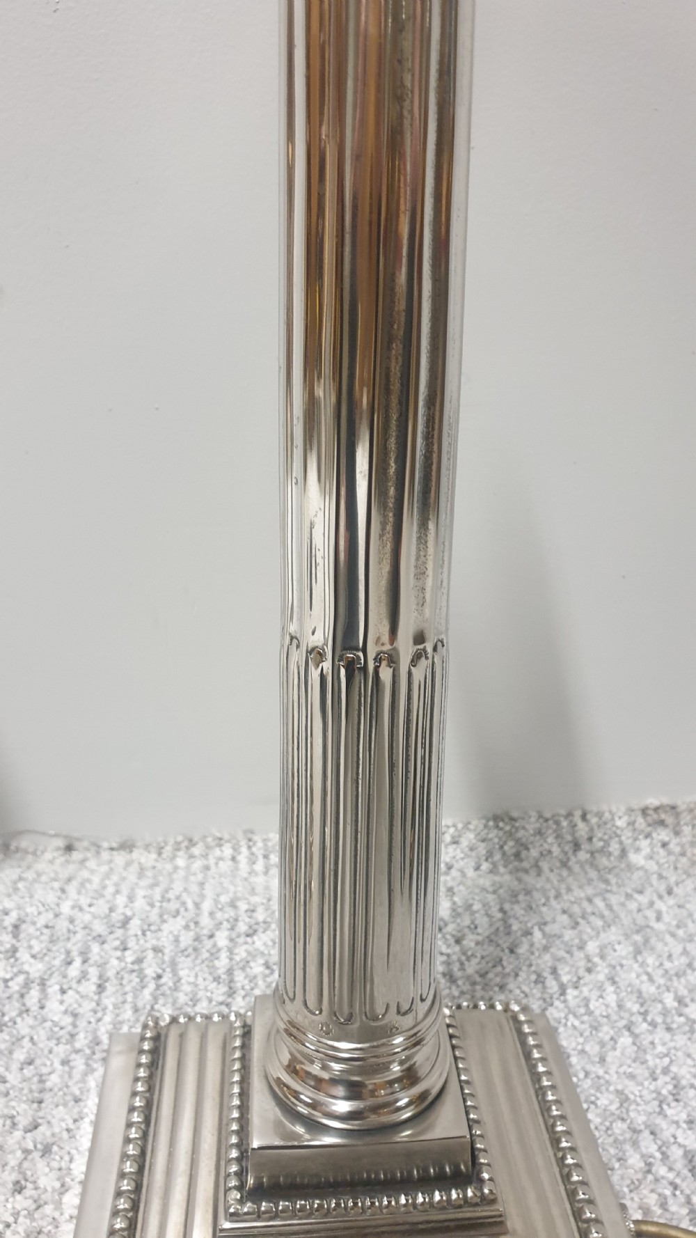 Wonderful Pair Corinthian Silver Column Lamps View VIII