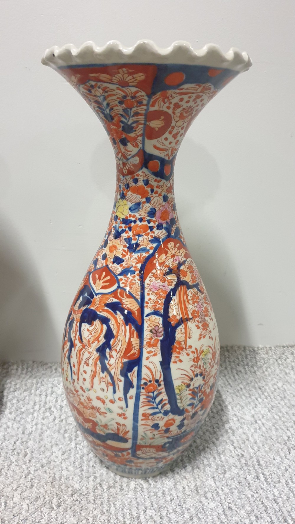 Large Pair Wavy Edged Imari Vases View V