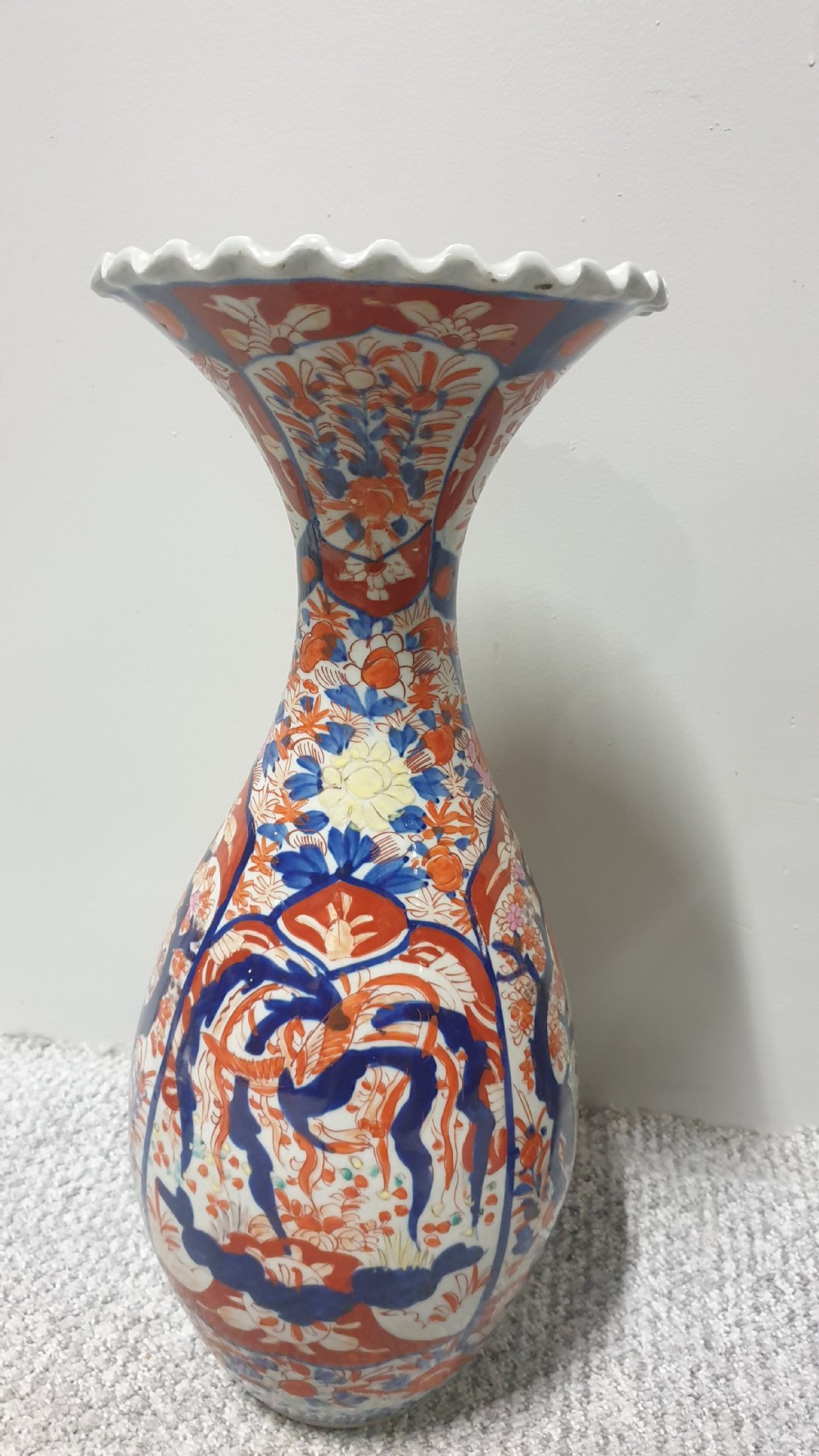 Large Pair Wavy Edged Imari Vases View VI