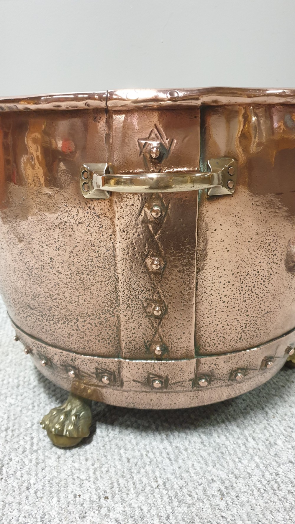 Large Victorian Copper Log Bin View III