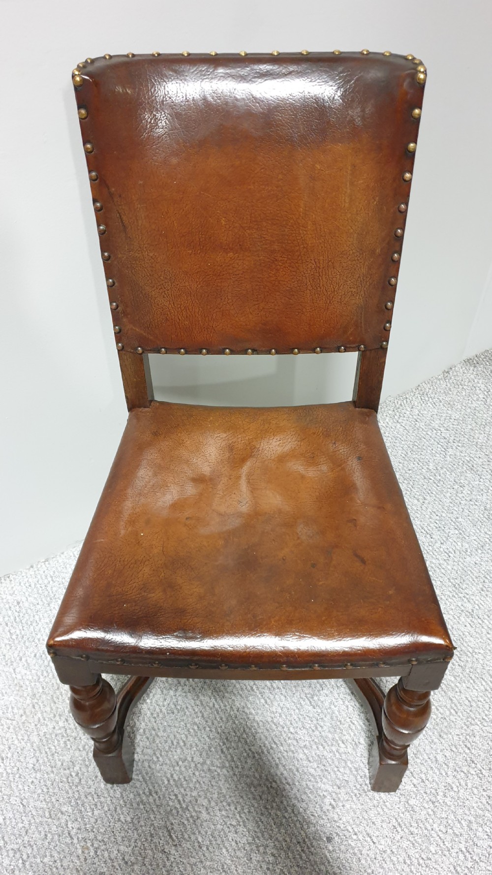 Set Six Hide Covered Oak Chairs View III