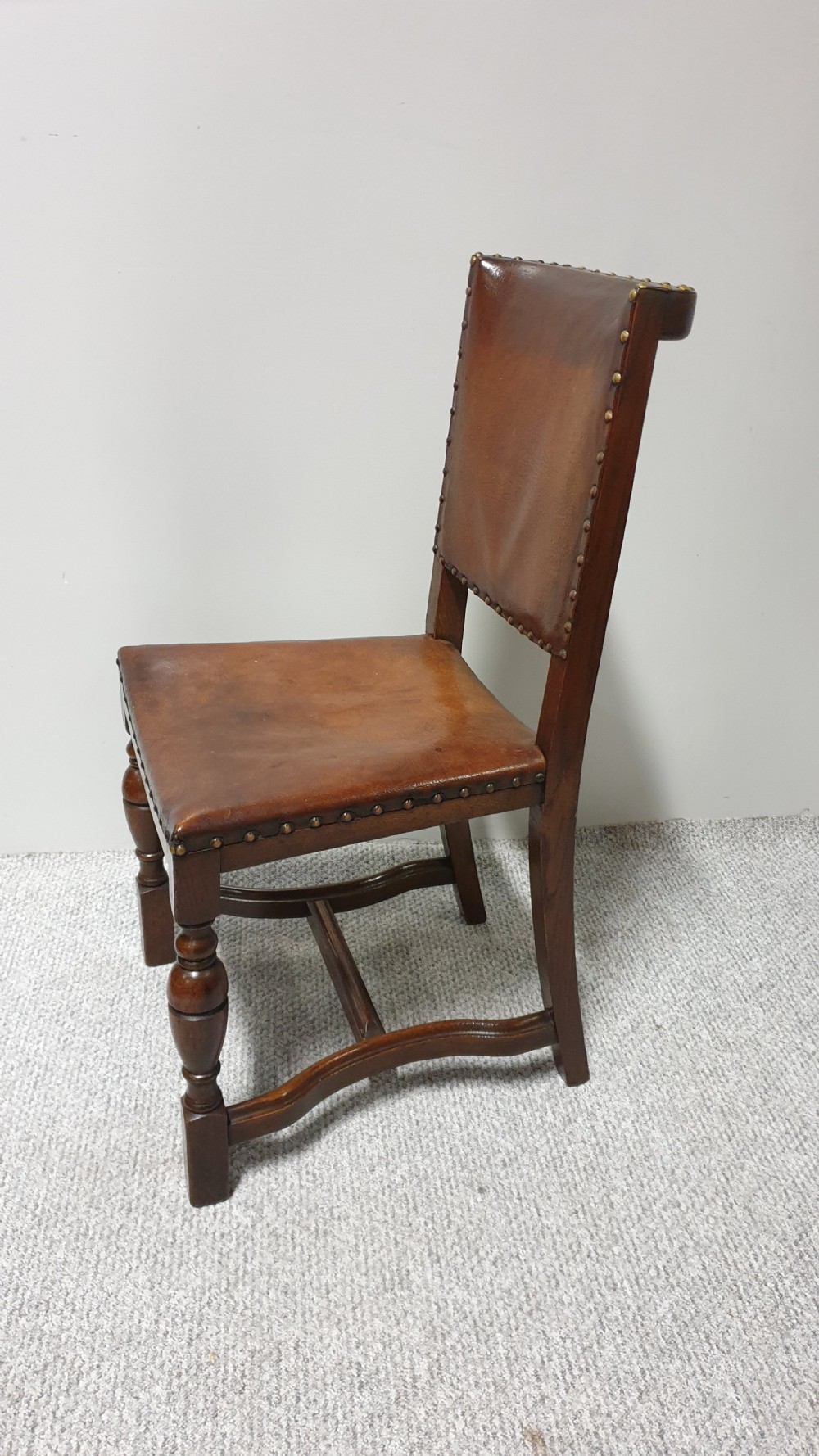 Set Six Hide Covered Oak Chairs View VII