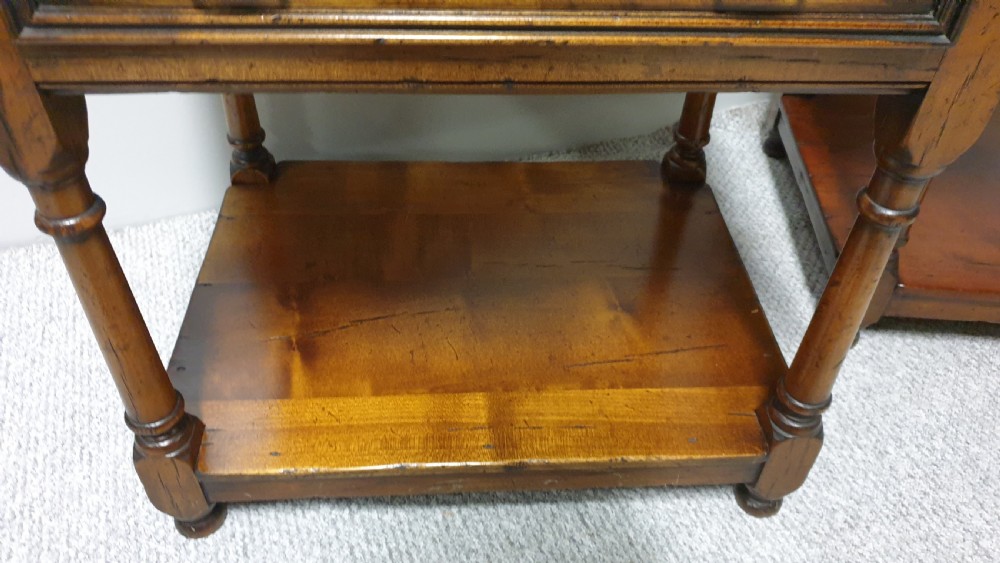 Pair French Cherry Bedside Lamp Tables View VIII