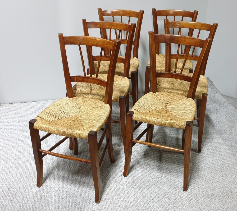 Set Six Fruitwood Country Kitchen Dining Chairs View II