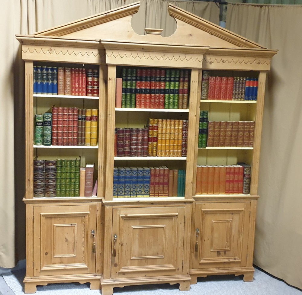Outstanding Regency Style Breakfront Pine Bookcase c.1930