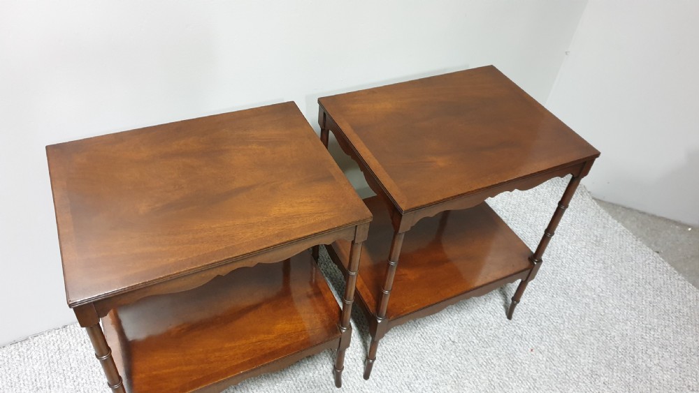 Good Pair Mahogany Bedside Lamp Tables View III