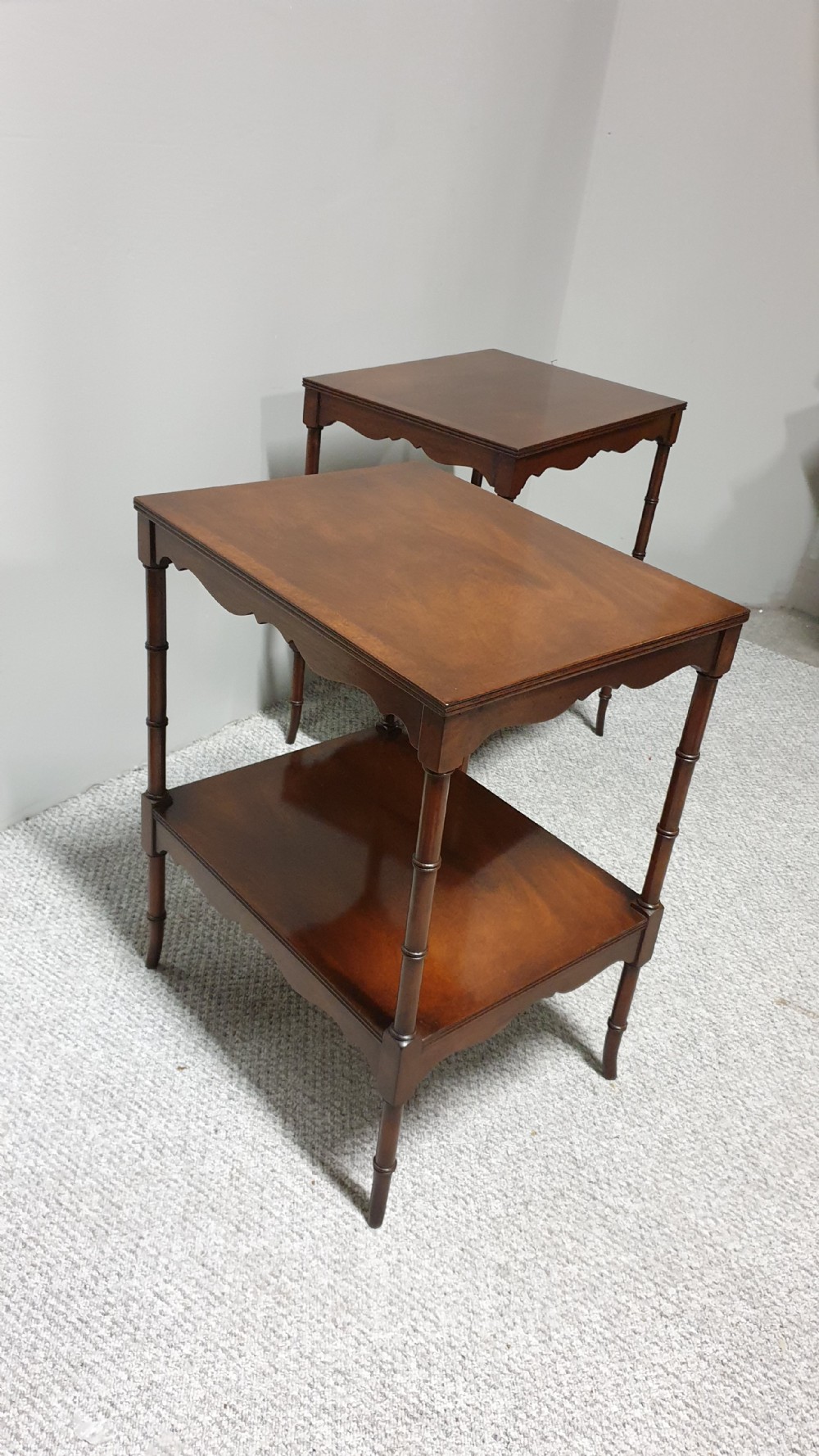 Good Pair Mahogany Bedside Lamp Tables View V