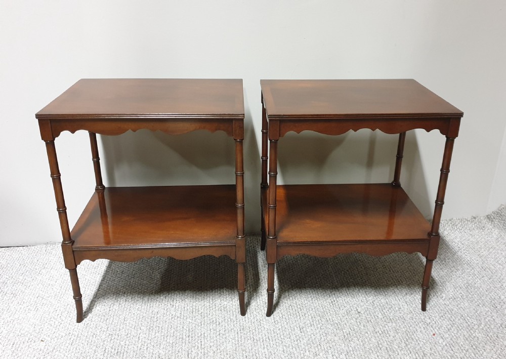 Good Pair Mahogany Bedside Lamp Tables View VII