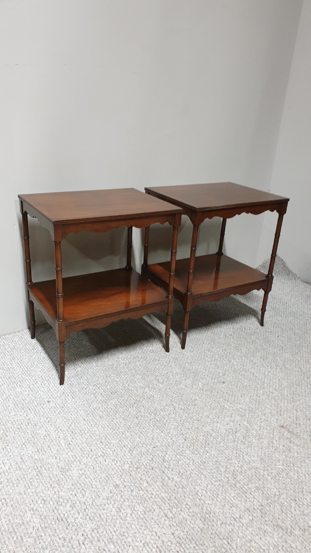Good Pair Mahogany Bedside Lamp Tables View IX
