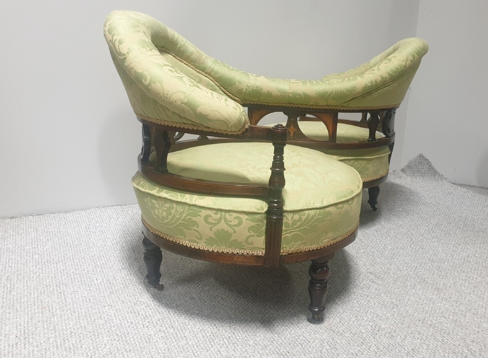 Top Quality Mahogany Inlaid Conversation Seat View IX