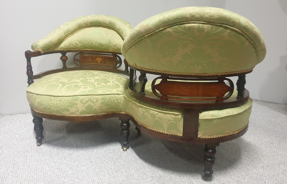 Top Quality Mahogany Inlaid Conversation Seat View XI