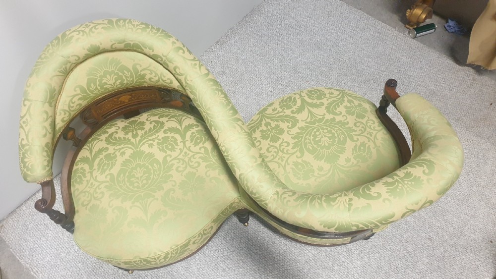 Top Quality Mahogany Inlaid Conversation Seat View XII