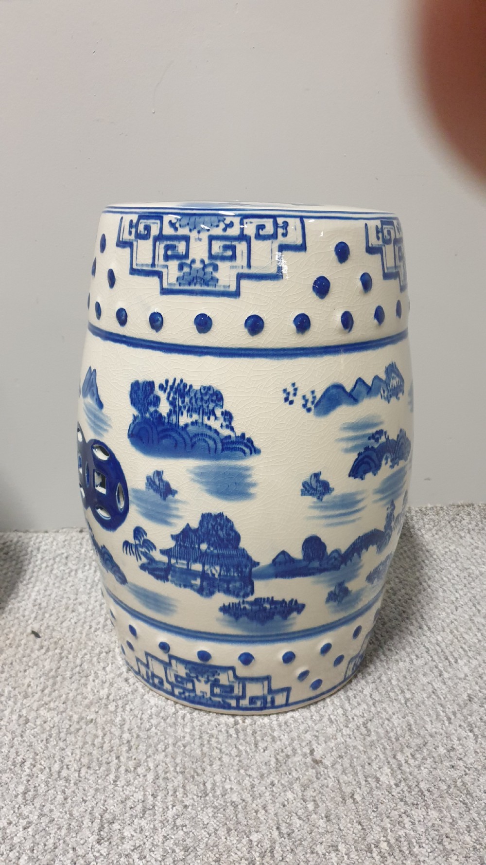 Pair Chinese Willow Pattern Garden Seats View IV