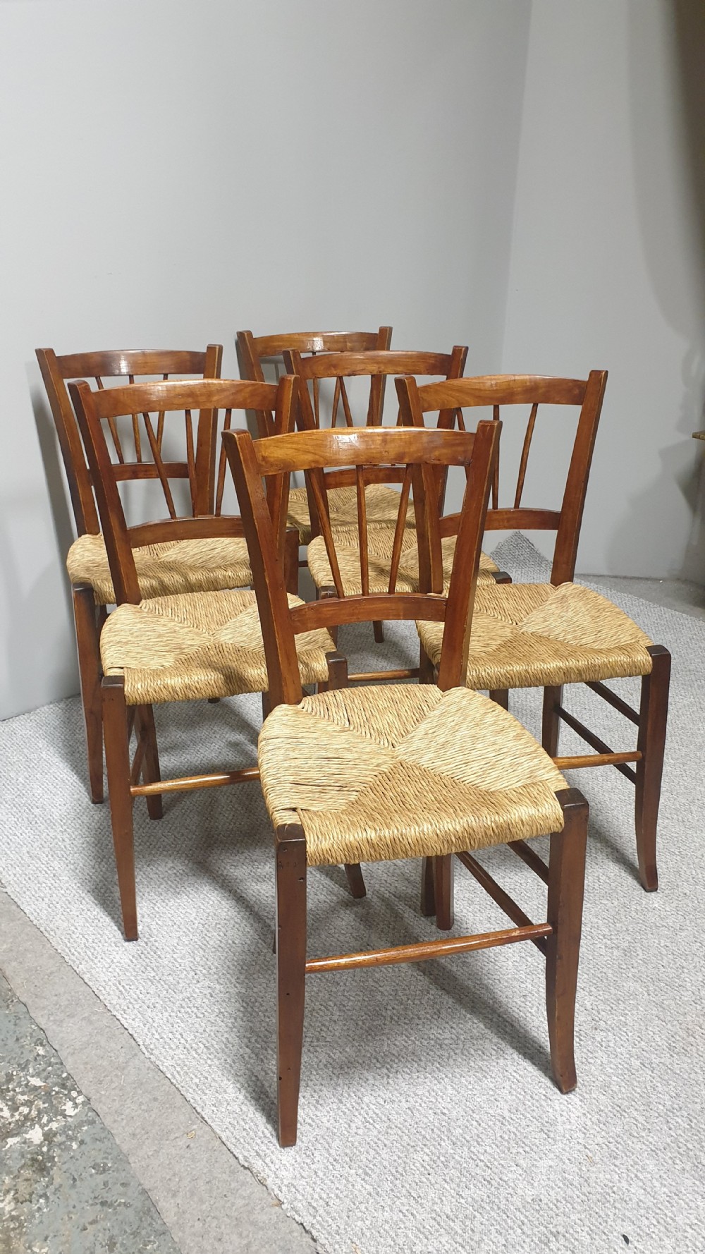 Set Six Fruitwood Country Kitchen Dining Chairs