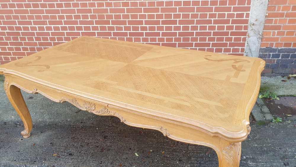 Huge French Light Oak Kitchen Dining Table View IV