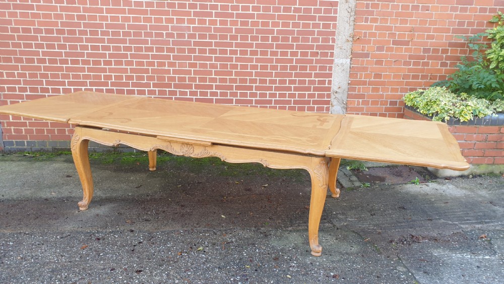 Huge French Light Oak Kitchen Dining Table View IX
