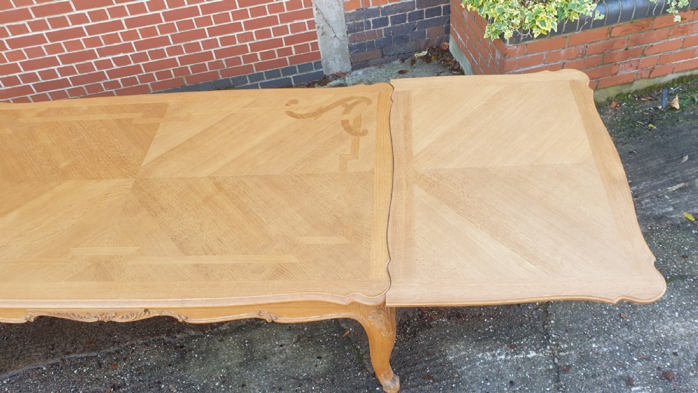 Huge French Light Oak Kitchen Dining Table View XI